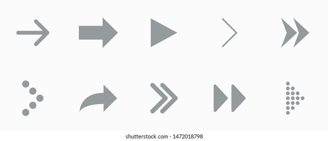 Gray arrow icon on white background, vector illustration