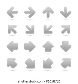 Gray arrow icon web button with gray shadow on white background. This vector illustration created and saved in 8 eps