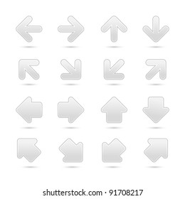 Gray arrow sign internet button with drop shadow on white background. This vector illustration created and saved in 8 eps