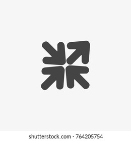 Gray arrow vector icon on trendy light grey background