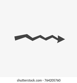 Gray arrow vector icon on trendy light grey background