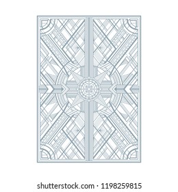Gray art deco panels isolated on white background