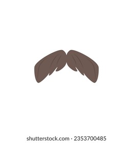 Gray Asterix mustache type flat style, vector illustration isolated on white background. Decorative design element for barbershop, men's beauty and fashion