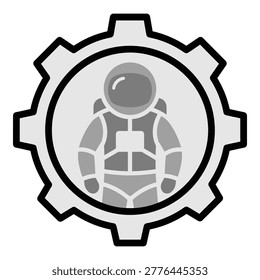 Gray astronaut icon in gear shape isolated on transparent background icon - Powered by Shutterstock - Get 15% off with code: PIKWIZARD15