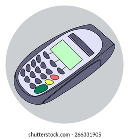 Gray ATM keypad and Terminal - simple icons on a grey background