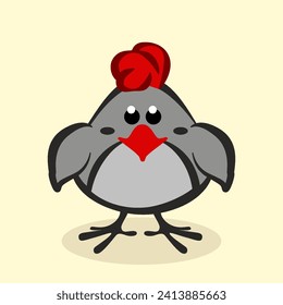 Gray baby chick, vector isolated icon. Cartoon Baby chick.