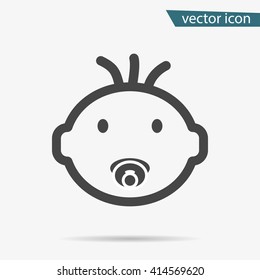Gray Baby face icon isolated on background. Modern flat pictogram, business, marketing, internet concept. Trendy Simple vector symbol for web site design or button to mobile app. Logo illustration
