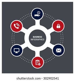 Gray background 6 Step infographic Template for your business presentation with Icon and text areas