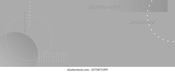 Gray background with abstract geometric patterns. The background is smooth with gray circles and lines, creating a modern gray texture. Geometric pattern background vector. Gray background.