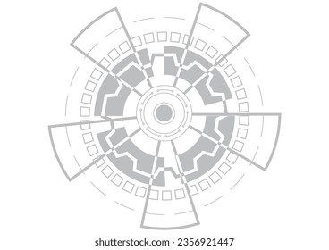 gray background. Abstract technological background with various technological elements. Structure pattern technology backdrop. Vector illustration.	