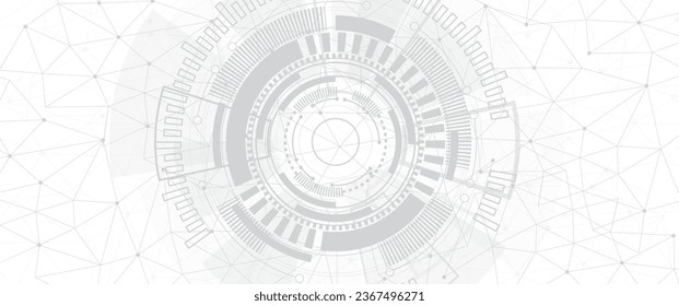 gray background. Abstract technological background with various technological elements. Structure pattern technology backdrop. Vector illustration.	
