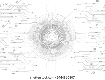 fondo gris. Abstractas bagaje tecnológico con diversos Elementos tecnológicos. Fondo de la tecnología de patrón de estructura. Ilustración vectorial.	
