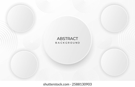 Gray background with abstract white glowing geometric lines.  Circle lines pattern. Digital technology  background design.  An abstract composition of dynamic shapes. red dot .Vector illustration.