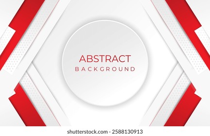 Gray background with abstract white glowing geometric lines.  Circle lines pattern. Digital technology  background design.  An abstract composition of dynamic shapes. red dot .Vector illustration.