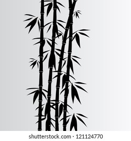 Gray background with black bamboo and lines