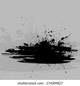 Gray background with black ink splash. eps10