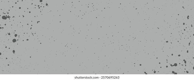 Gray background with black splatter pattern. The background is textured with scattered black dots on a gray surface. Aesthetic background vector. Gray background.