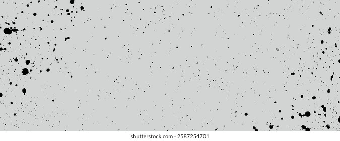 Gray background with black splatter pattern. The background is artistic and textured, featuring gray and black colors throughout. Aesthetic background vector. Gray background.