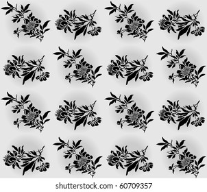 gray background blur with black bunches of flowers