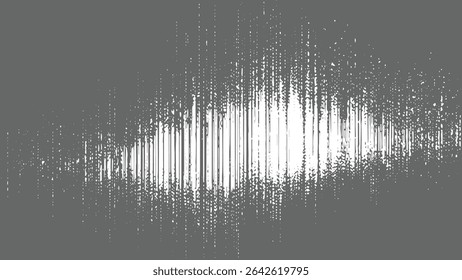 Gray background with a central area of dense vertical white stripes fading into a lighter gray and white splatter effect at the edges creating a grunge texture.
