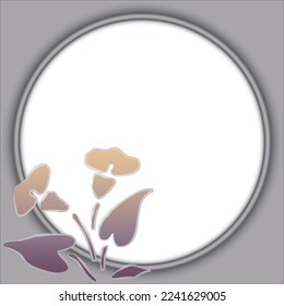 Gray background with circle frame and calla lily flowers