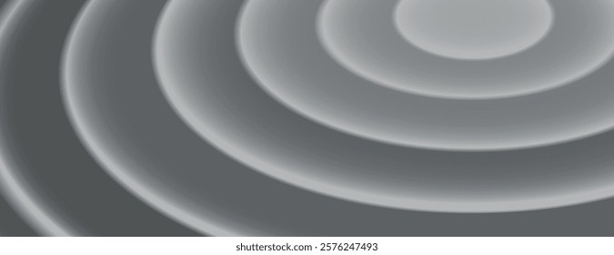 Gray background with concentric circle patterns. The background is smooth and gray, creating a modern, layered texture. Circular pattern background. Gray background vector.
