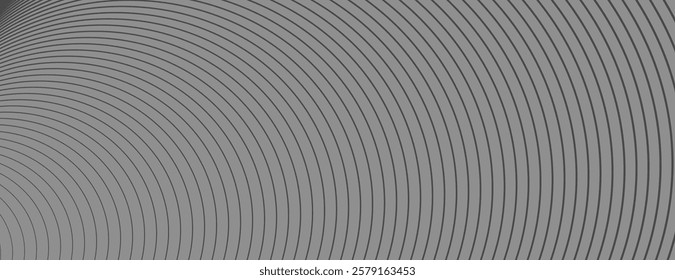 Gray background with concentric circular lines. The background has a modern, sleek style. Gray color enhances the textured effect. Circle pattern background vector. Gray background.