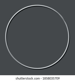 Gray background with convex circle element, hoop. Vector illustration.