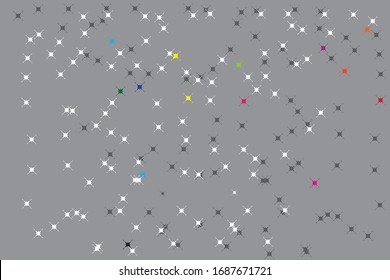 gray background and decorated with white patterns pink yellow many small blue