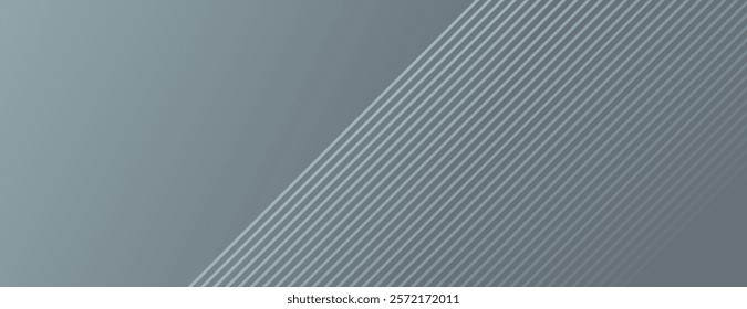 Gray background with diagonal stripes. The background is smooth and modern, featuring a gray color with a sleek, striped texture. Modern diagonal striped border background. Gray background vector.