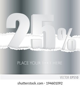 Gray background and with a discount of 25 percent