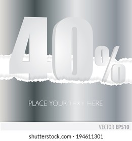 Gray background and with a discount of 40 percent