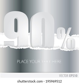 Gray background and with a discount of 90 percent