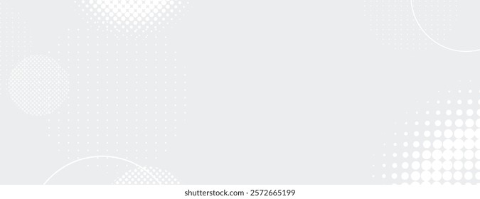 Gray background with a dotted pattern. The background features white circles, creating a modern, textured gray design. Geometric pattern background vector. Gray background.