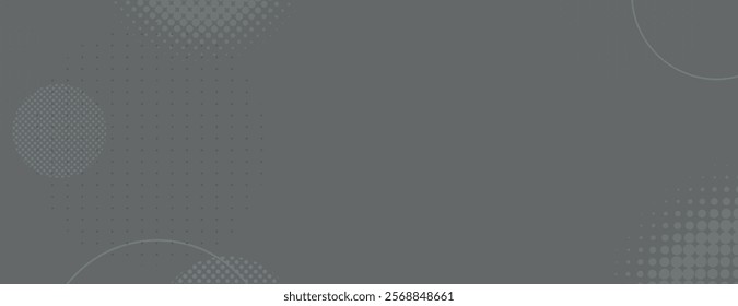 Gray background with dotted patterns. The background features a modern style with gray circles and textured gray dots. Circle pattern background vector. Gray background.