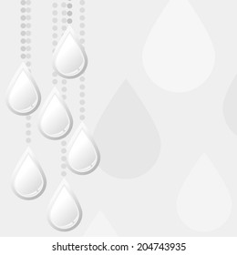 Gray background of drops. Rainy season. Vector abstract illustration.