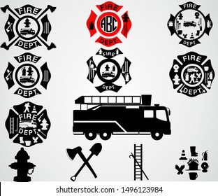 Gray background Fire department, Fire Department Emblem. vector