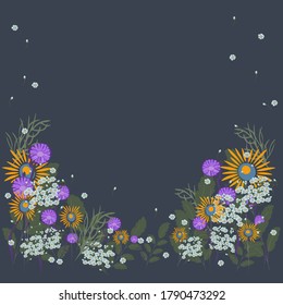 gray background flowers field plants purple background