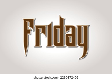 gray background with friday word typography and text effect