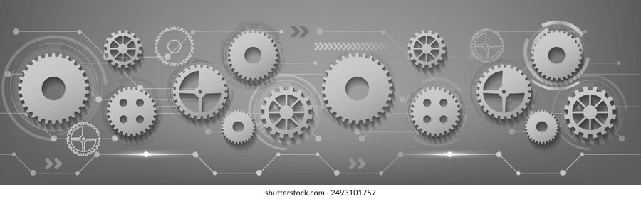 Gray background with gears. Vector illustration