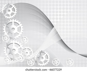 Gray background with the gears. Vector illustration