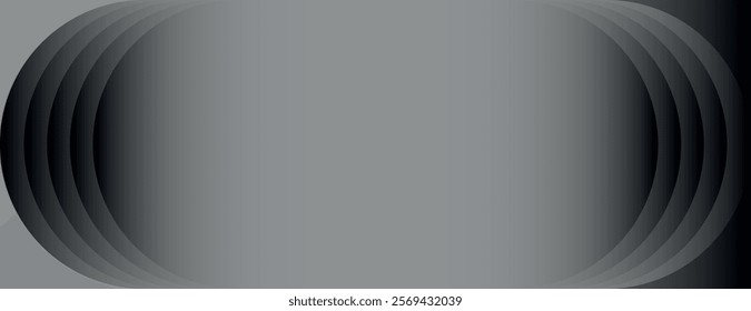 Gray background with a gradient texture, featuring layered oval shapes. The background is smooth and monochromatic in gray tones. Minimal abstract gradient graphic vector background 