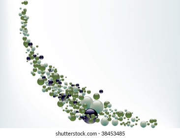 gray background with green, blue and white molecules