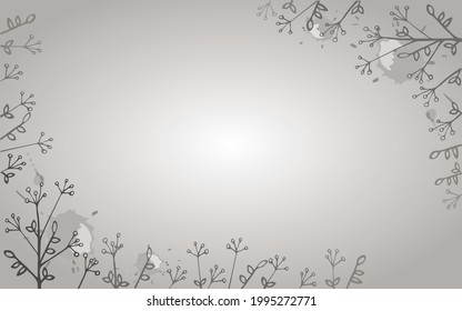 Gray background with hand-drawing the outfield grass, vector illustration