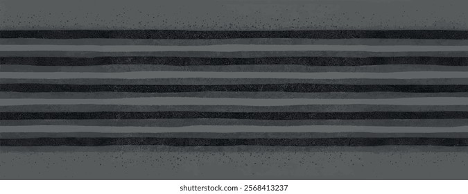 Gray background with horizontal stripes. The background features a textured gray design with dark gray lines, creating a layered effect. Striped woven texture background. Gray background vector.