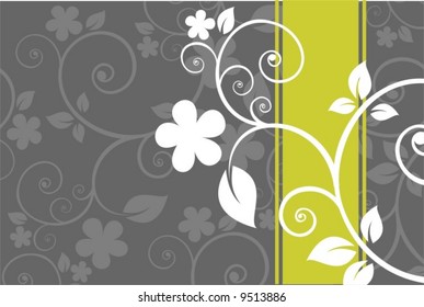 Gray background with with light floral curls.