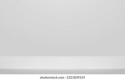 Gray background. Minimal 3d shelf. Abstract wallpaper design with copy space to display your products. Simple gray wall design. Vector illustration.