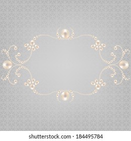 Gray background with net pattern and pearl frame