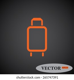 Gray background. Orange icon.  Baggage icon. Vector illustration, EPS 10