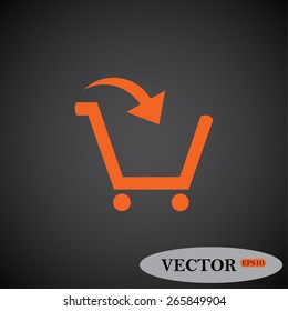 Gray background. Orange icon.  put in shopping cart , vector illustration, EPS 10